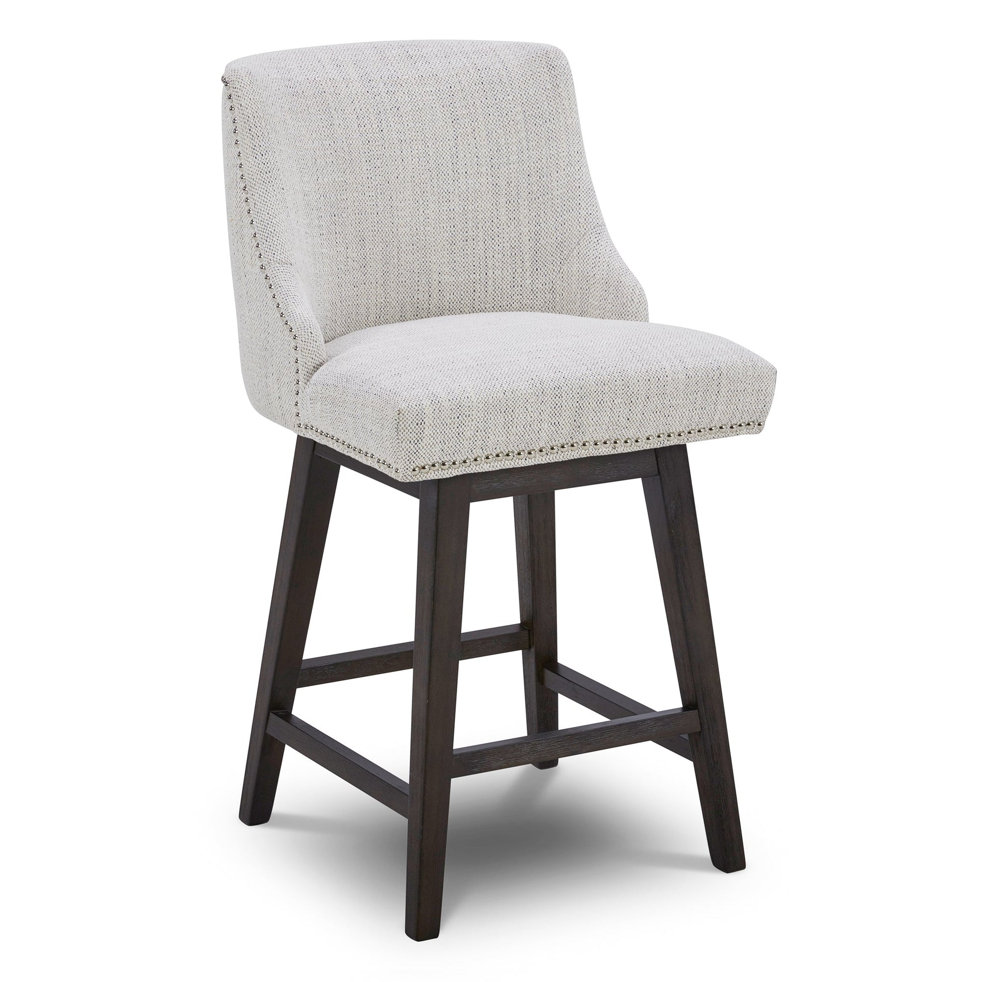 CHITA LIVING-Asher Swivel Counter Stool with Nailhead Trim-Counter Stools-Fabric-Ivory-