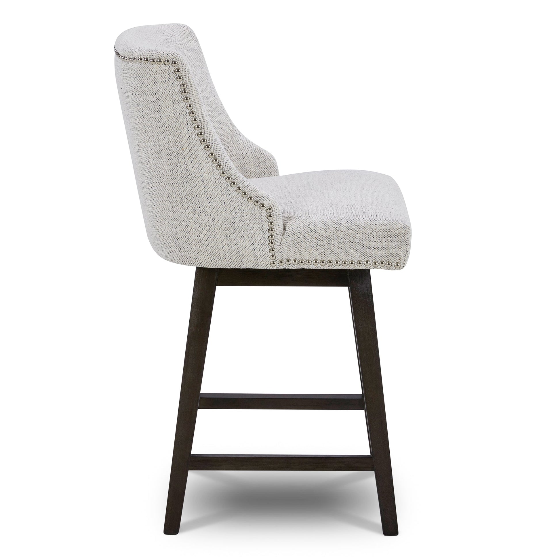 CHITA LIVING-Asher Swivel Counter Stool with Nailhead Trim-Counter Stools-Fabric-Ivory-