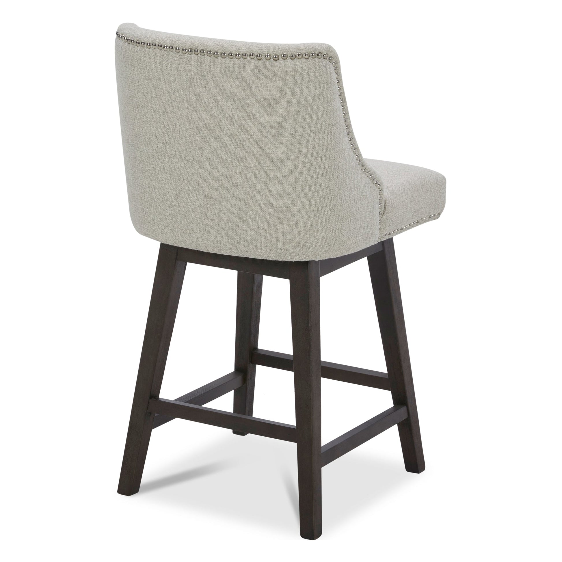 CHITA LIVING-Asher Swivel Counter Stool with Nailhead Trim-Counter Stools-Performance Fabric-Linen (Performance Fabric)-