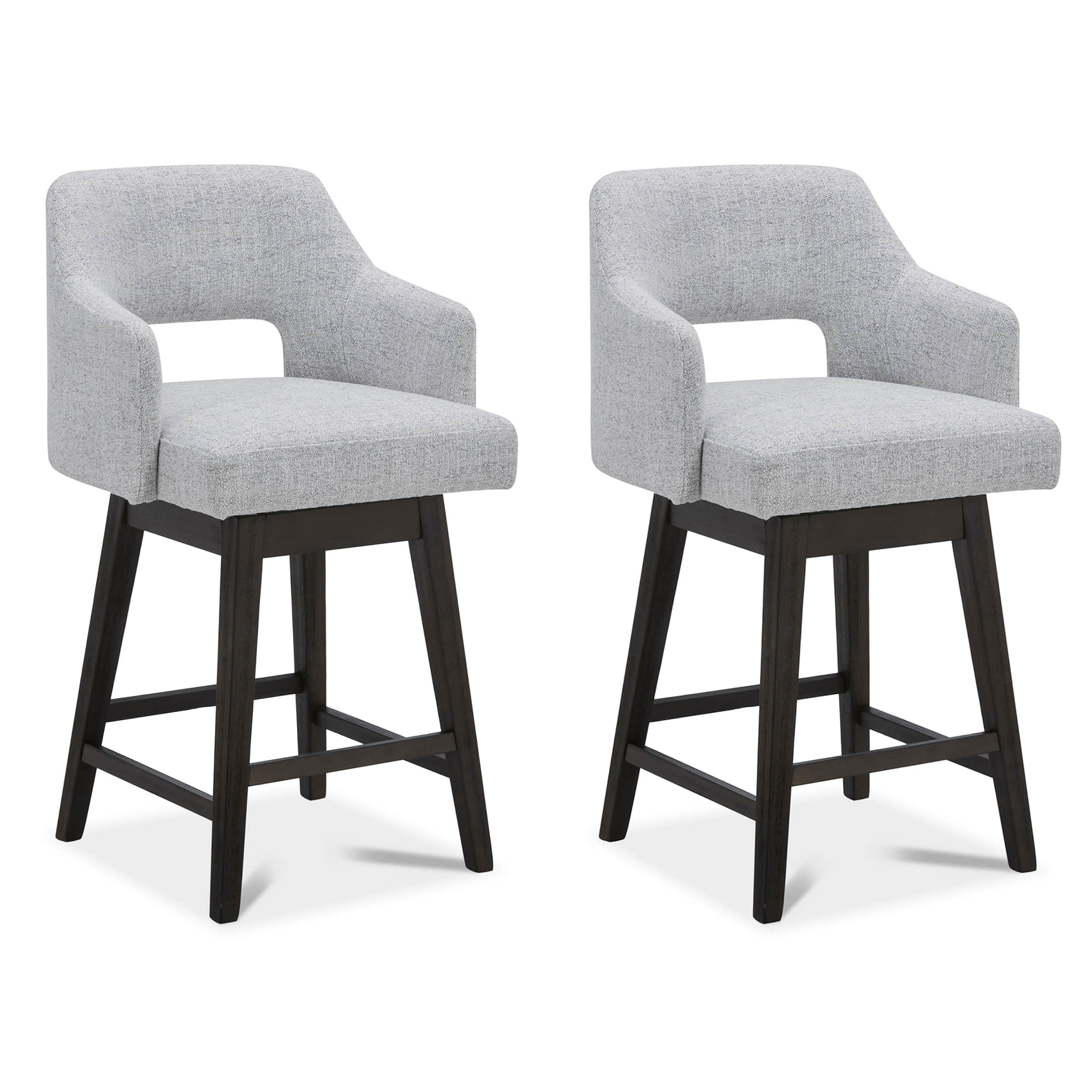 CHITA LIVING-Ava Swivel Counter Stool ( Set of 2 )-Counter Stools-Fabric-White (Multi-Colored)-