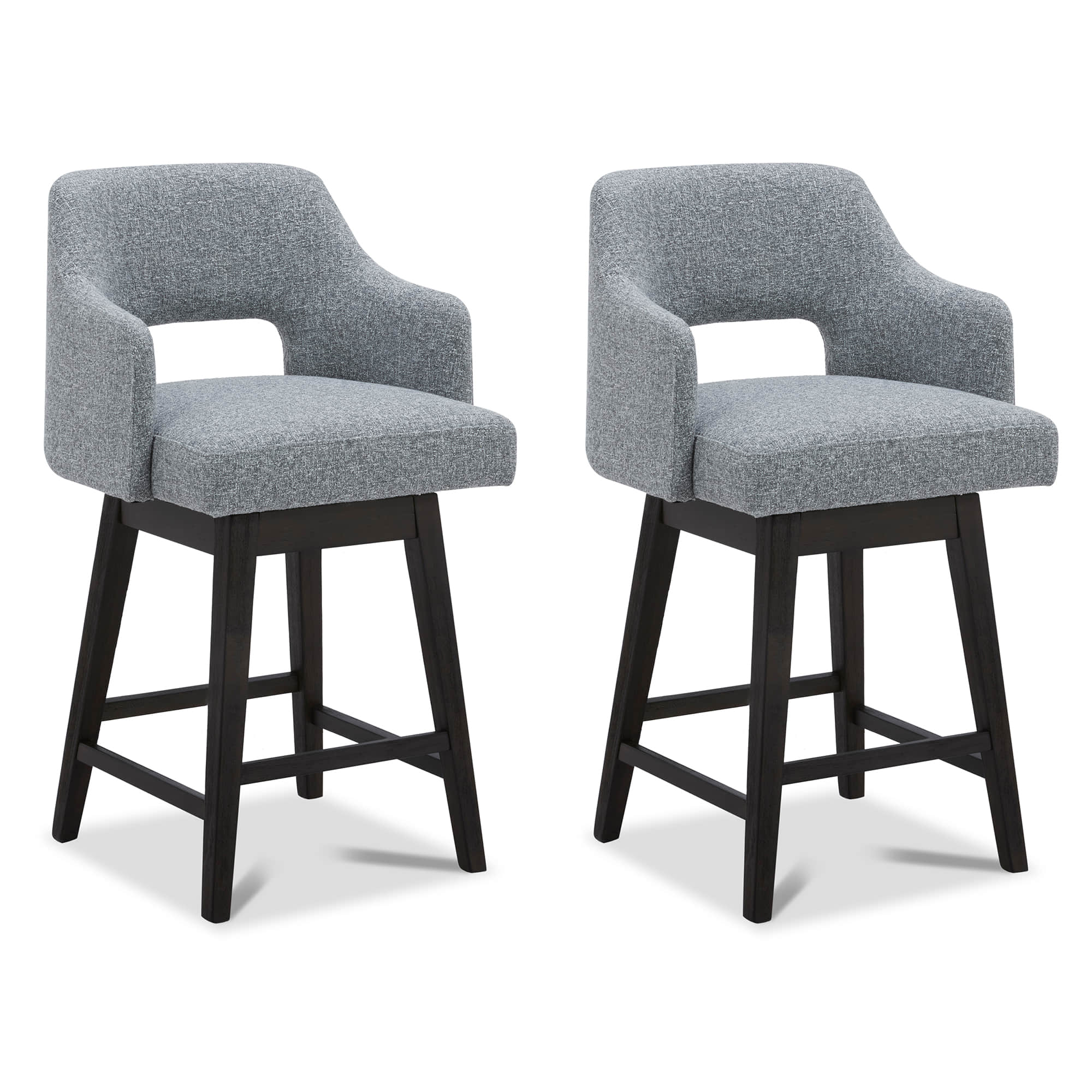 CHITA LIVING-Ava Swivel Counter Stool ( Set of 2 )-Counter Stools-Fabric-Gray (Multi-Colored)-