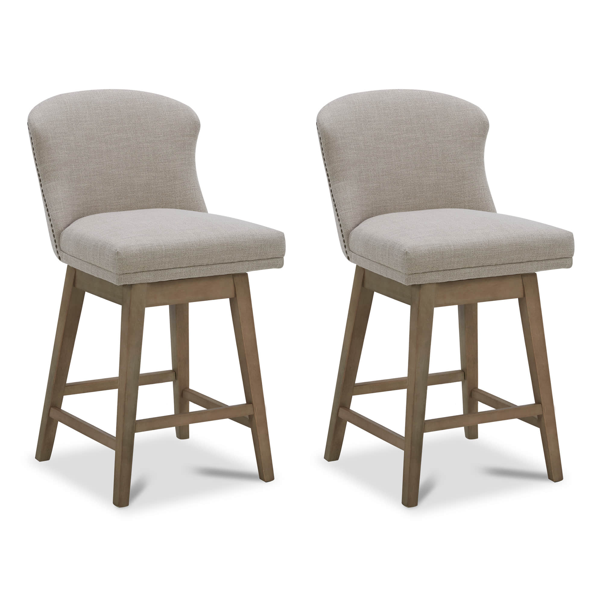 CHITA LIVING-Avery Swivel Counter Stool ( Set of 2)-Counter Stools-Performance Fabric-Tan-