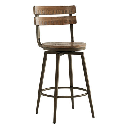 CHITA LIVING-Blair Industrial Wood Seat Counter Stools-Counter Stools-Wood-Brown-Individual