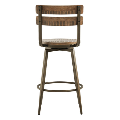 CHITA LIVING-Blair Industrial Wood Seat Counter Stools-Counter Stools-Wood-Brown-Individual