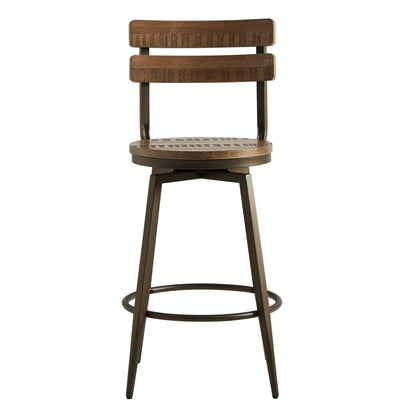 CHITA LIVING-Blair Industrial Wood Seat Counter Stools-Counter Stools-Wood-Brown-Individual