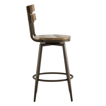 CHITA LIVING-Blair Industrial Wood Seat Counter Stools-Counter Stools-Wood-Brown-Individual