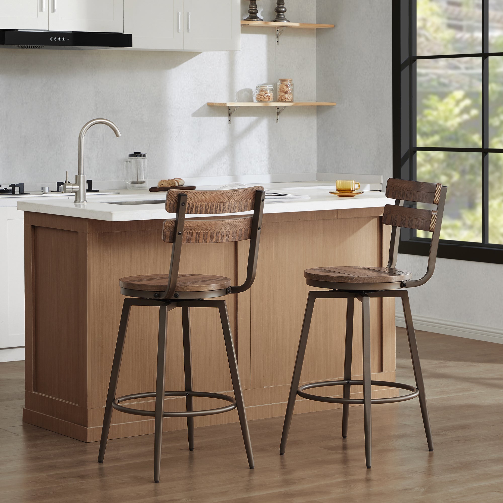 Wood back counter discount stools