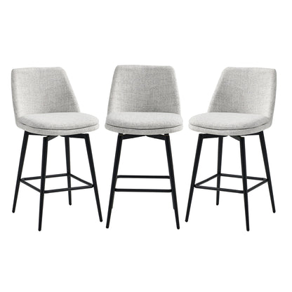 CHITA LIVING-Eli Swivel Counter Stool-Counter Stools-Fabric-White (Multi-colored)-Set of 3