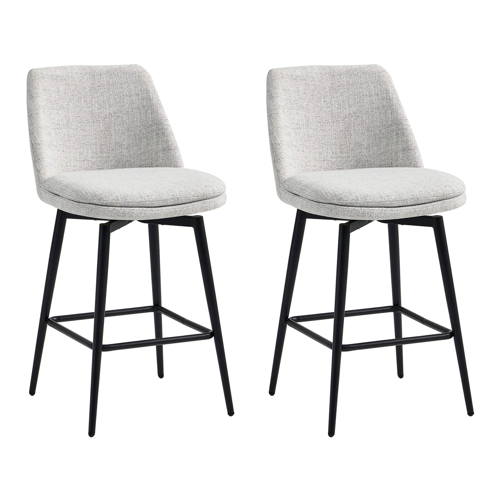 CHITA LIVING-Eli Swivel Counter Stool-Counter Stools-Fabric-White (Multi-colored)-Set of 2