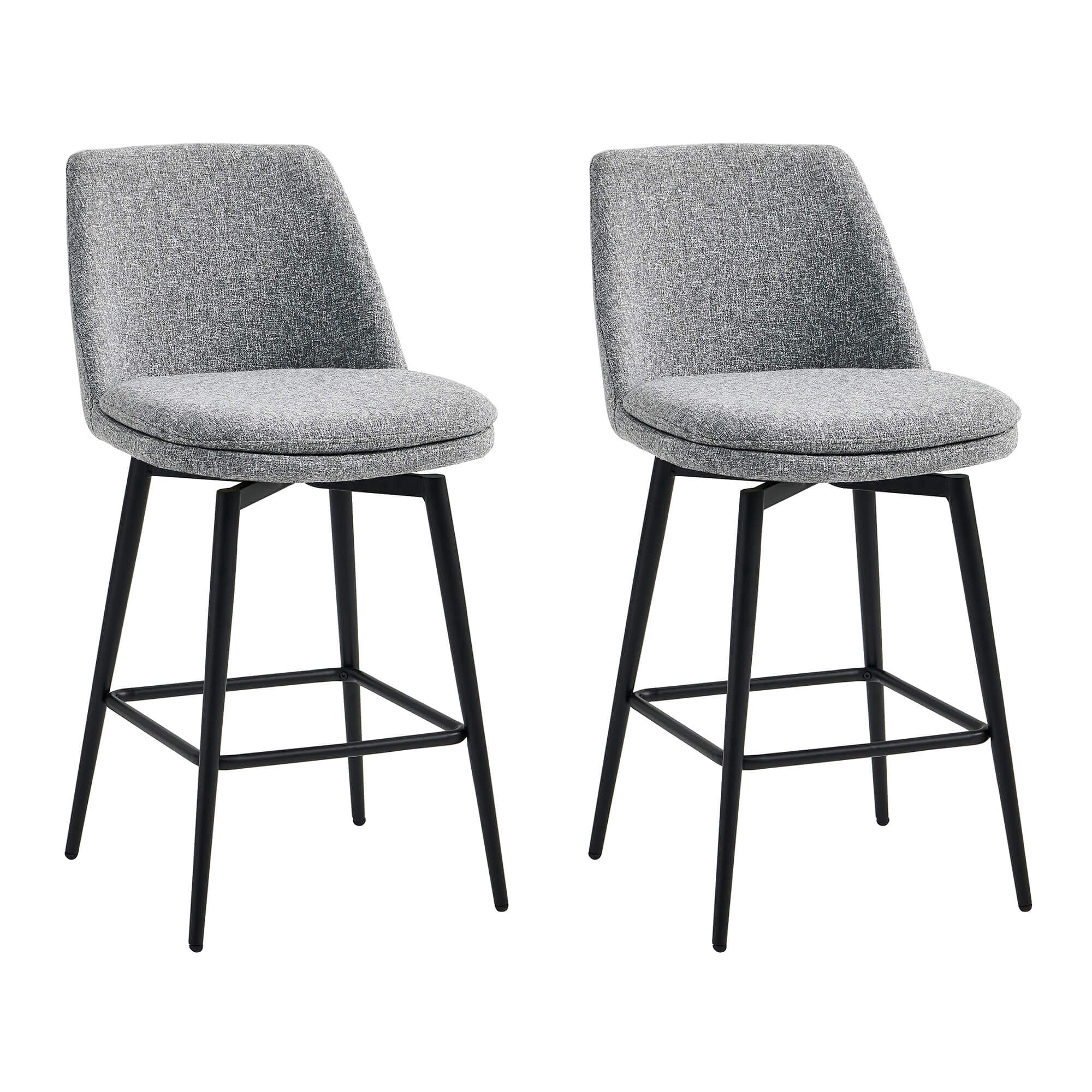 CHITA LIVING-Eli Swivel Counter Stool-Counter Stools-Fabric-Gray (Multi-colored)-Set of 2