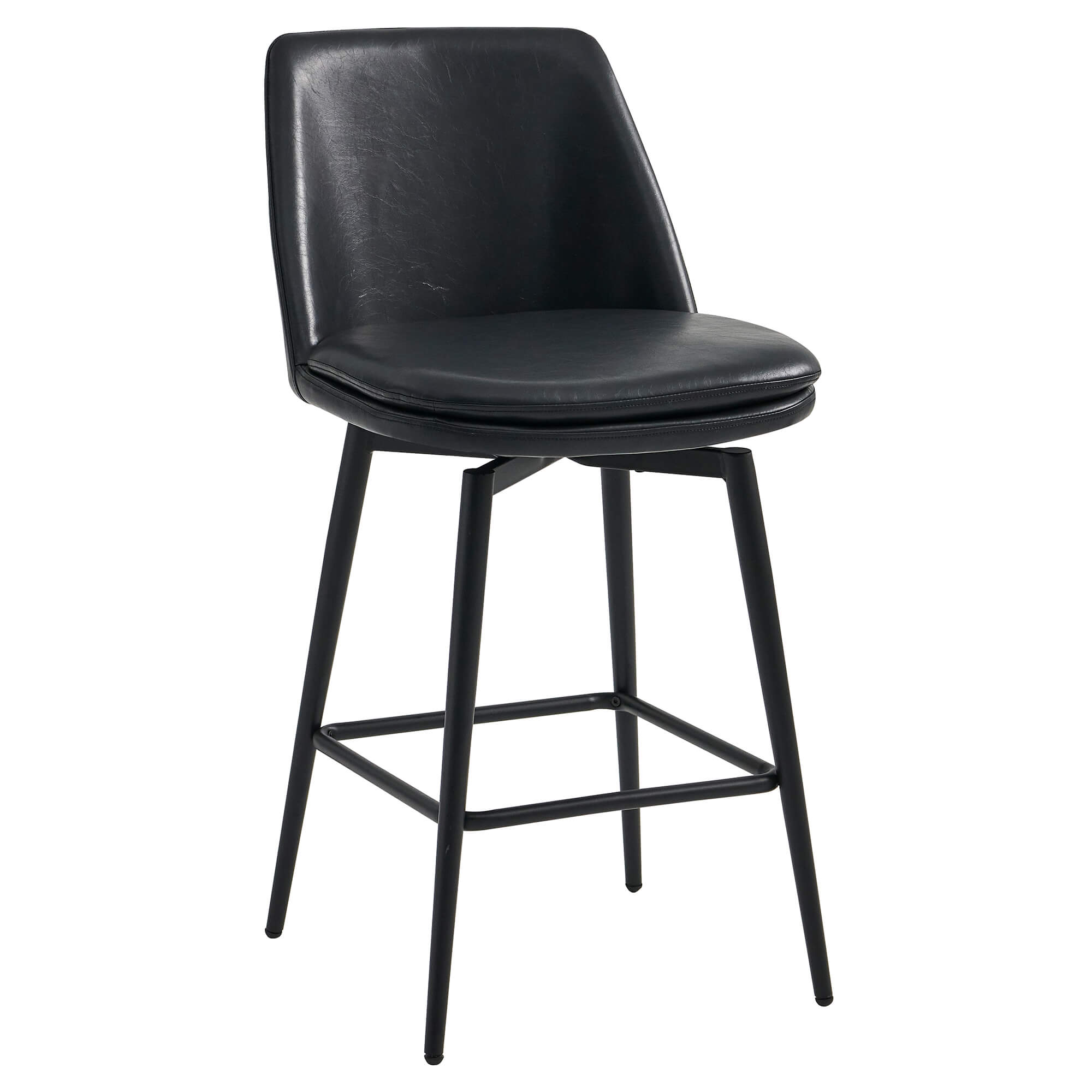 CHITA LIVING-Eli Swivel Counter Stool-Counter Stools-Faux Leather-Gray-Set of 2