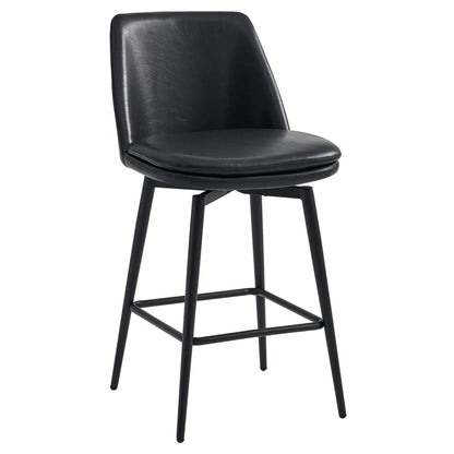 CHITA LIVING-Eli Swivel Counter Stool-Counter Stools-Faux Leather-Gray-Set of 2