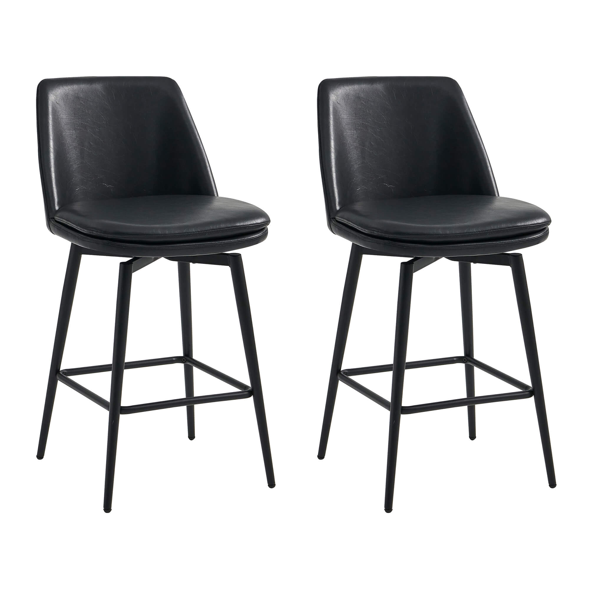 CHITA LIVING-Eli Swivel Counter Stool-Counter Stools-Faux Leather-Gray-Set of 2