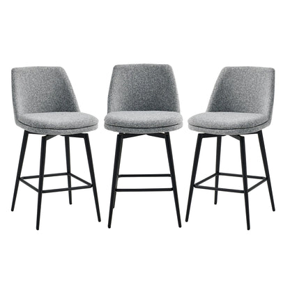 CHITA LIVING-Eli Swivel Counter Stool-Counter Stools-Fabric-Gray (Multi-colored)-Set of 3