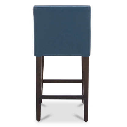 CHITA LIVING-Elijah Counter Stool ( Set of 2)-Counter Stools-Faux Leather-Dark Blue-