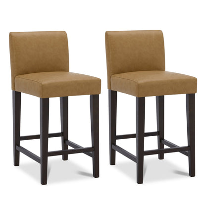 CHITA LIVING-Elijah Counter Stool ( Set of 2)-Counter Stools-Faux Leather-Cognac-