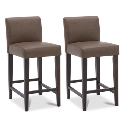 CHITA LIVING-Elijah Counter Stool ( Set of 2)-Counter Stools-Faux Leather-Chocolate-