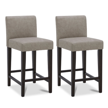 CHITA LIVING-Elijah Counter Stool ( Set of 2)-Counter Stools-Faux Leather-Stone Grey-