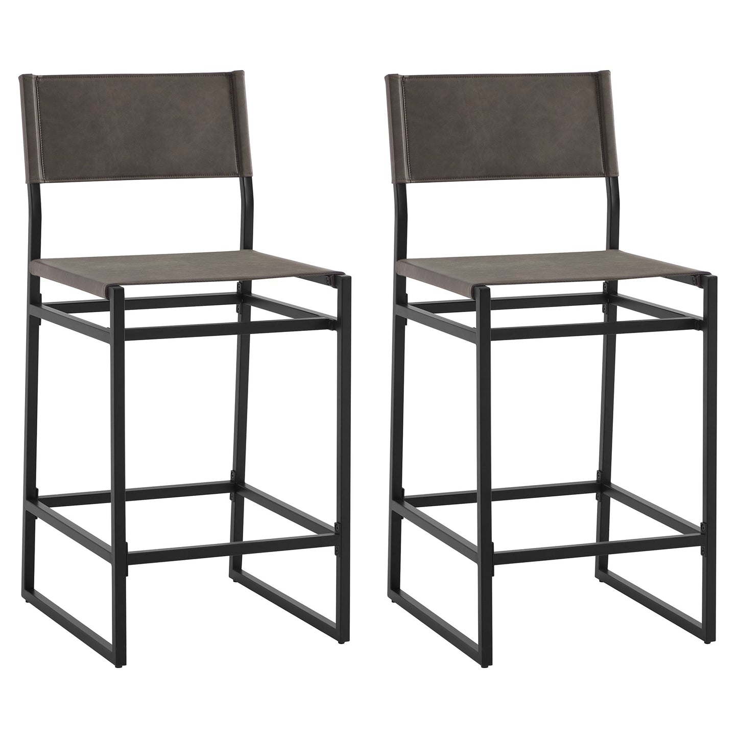 CHITA LIVING-Emmy Faux Leather Contemporary Counter Stool-Counter Stools-Set of 2-Gray-