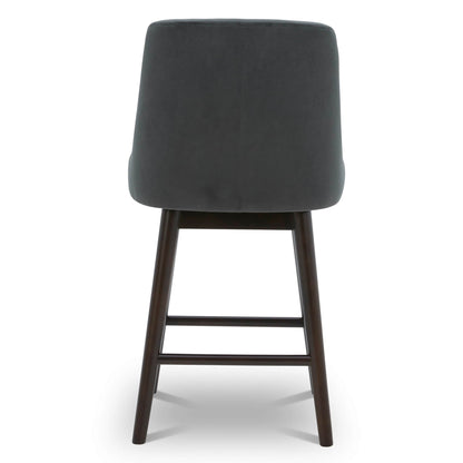 CHITA LIVING-Greyson Mid-Century Swivel Counter Stool-Counter Stools-Velvet-Dark Grey-