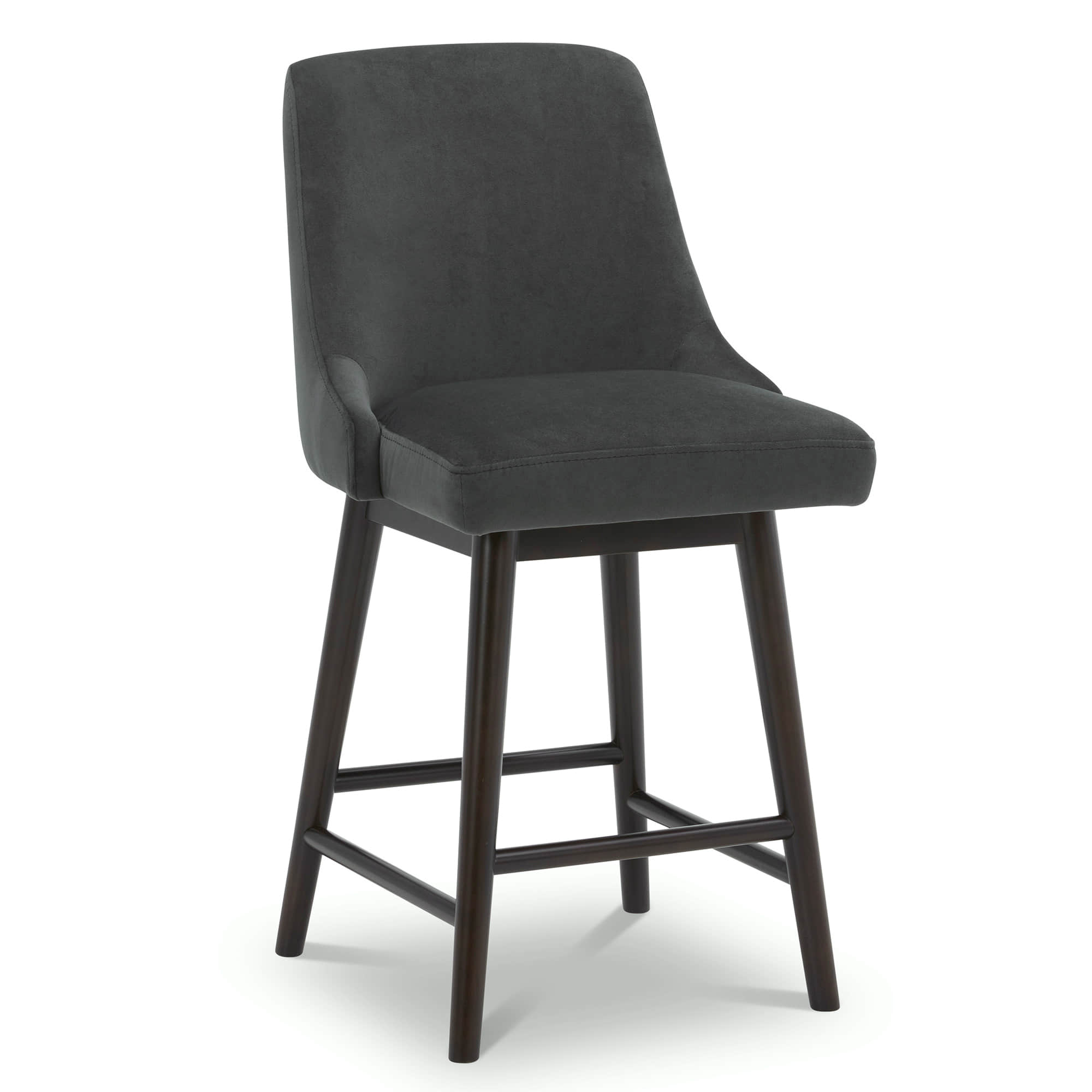 CHITA LIVING-Greyson Mid-Century Swivel Counter Stool-Counter Stools-Velvet-Dark Grey-