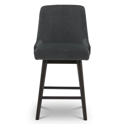 CHITA LIVING-Greyson Mid-Century Swivel Counter Stool-Counter Stools-Velvet-Dark Grey-