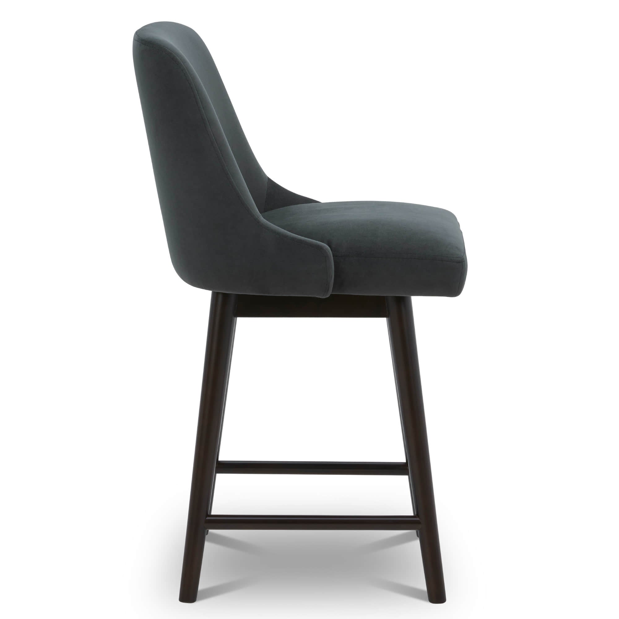 CHITA LIVING-Greyson Mid-Century Swivel Counter Stool-Counter Stools-Velvet-Dark Grey-