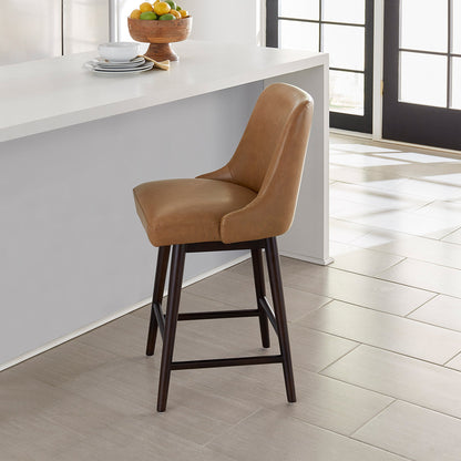 CHITA LIVING-Greyson Mid-Century Swivel Counter Stool-Counter Stools-Velvet-Dark Grey-