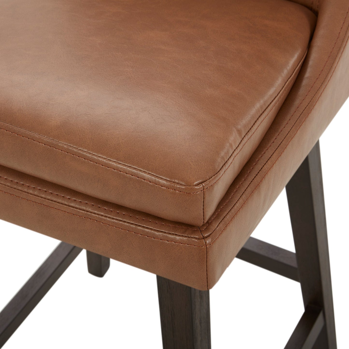 CHITA LIVING-Lissa Swivel Counter Stool 26.8''-Counter Stools-Faux Leather-Saddle Brown-