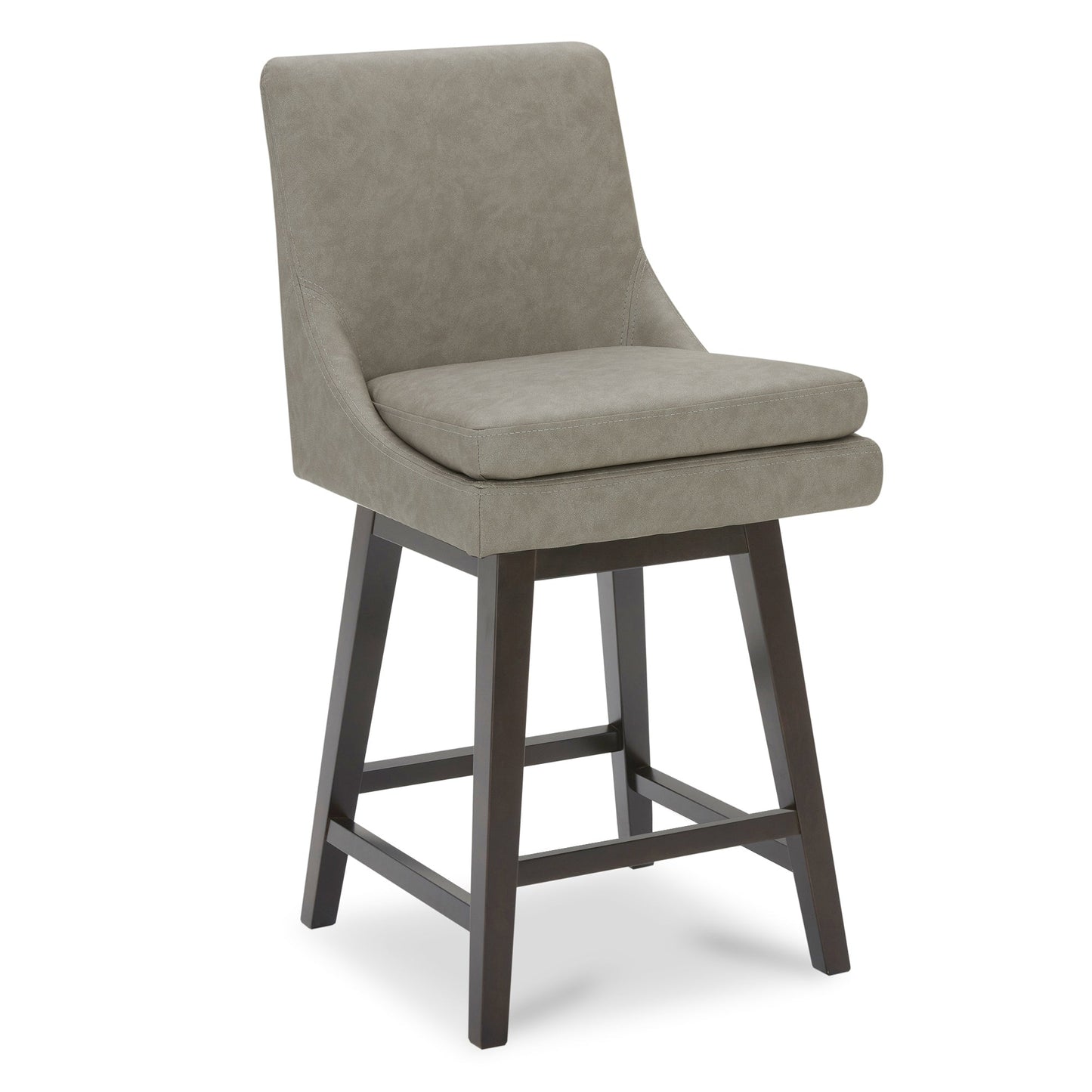 CHITA LIVING-Lissa Swivel Counter Stool 26.8''-Counter Stools-Faux Leather-Stone Gray-
