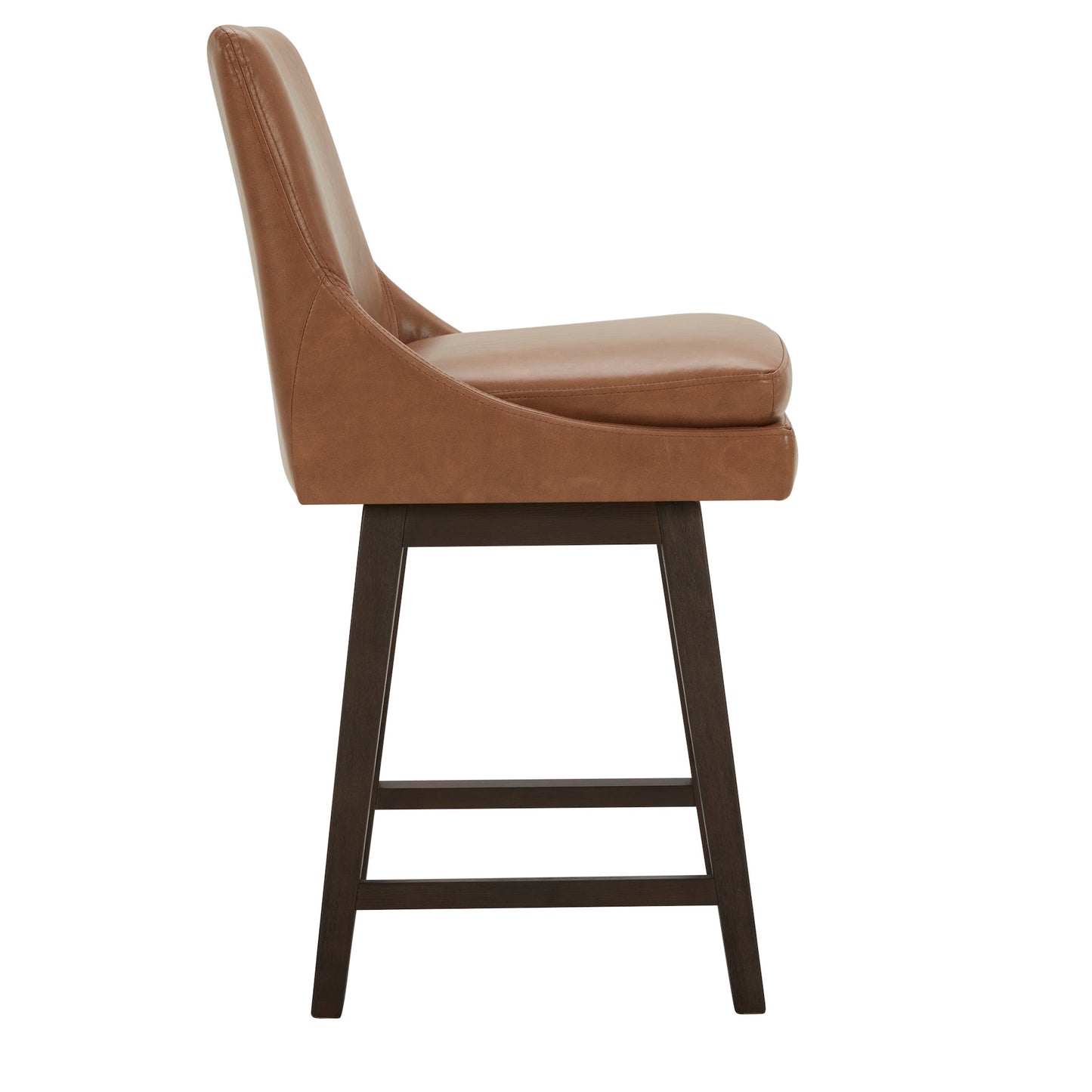 CHITA LIVING-Lissa Swivel Counter Stool 26.8''-Counter Stools-Faux Leather-Saddle Brown-
