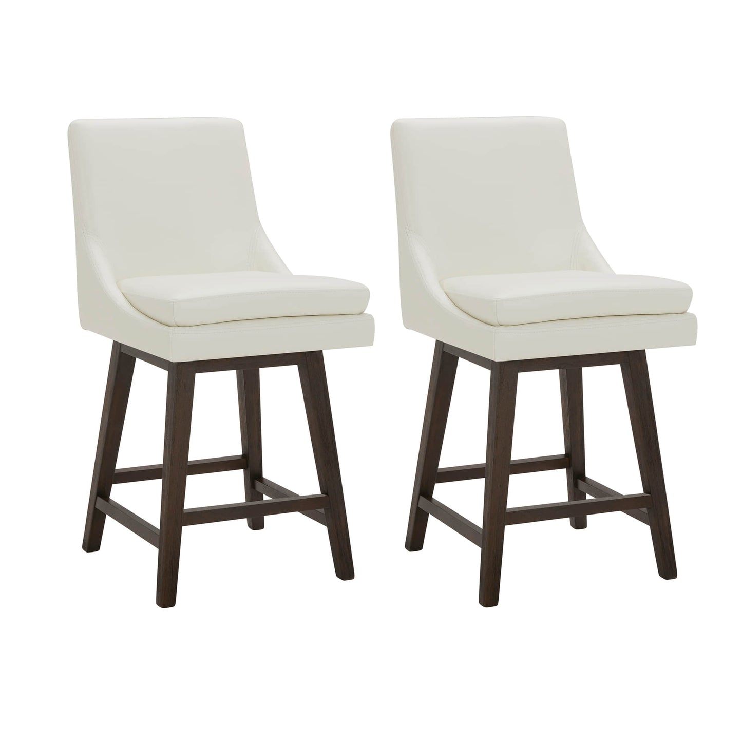 CHITA LIVING-Lissa Swivel Counter Stool 26.8'' ( Set of 2)-Counter Stools-Faux Leather-White-