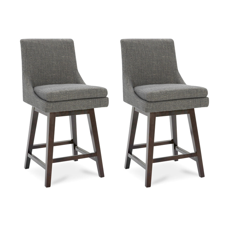 CHITA LIVING-Lissa Swivel Counter Stool 26.8'' ( Set of 2)-Counter Stools-Fabric-Fog-