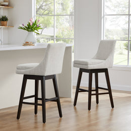 CHITA LIVING-Lissa Swivel Counter Stool 26.8'' ( Set of 2)-Counter Stools-Fabric-Ivory-