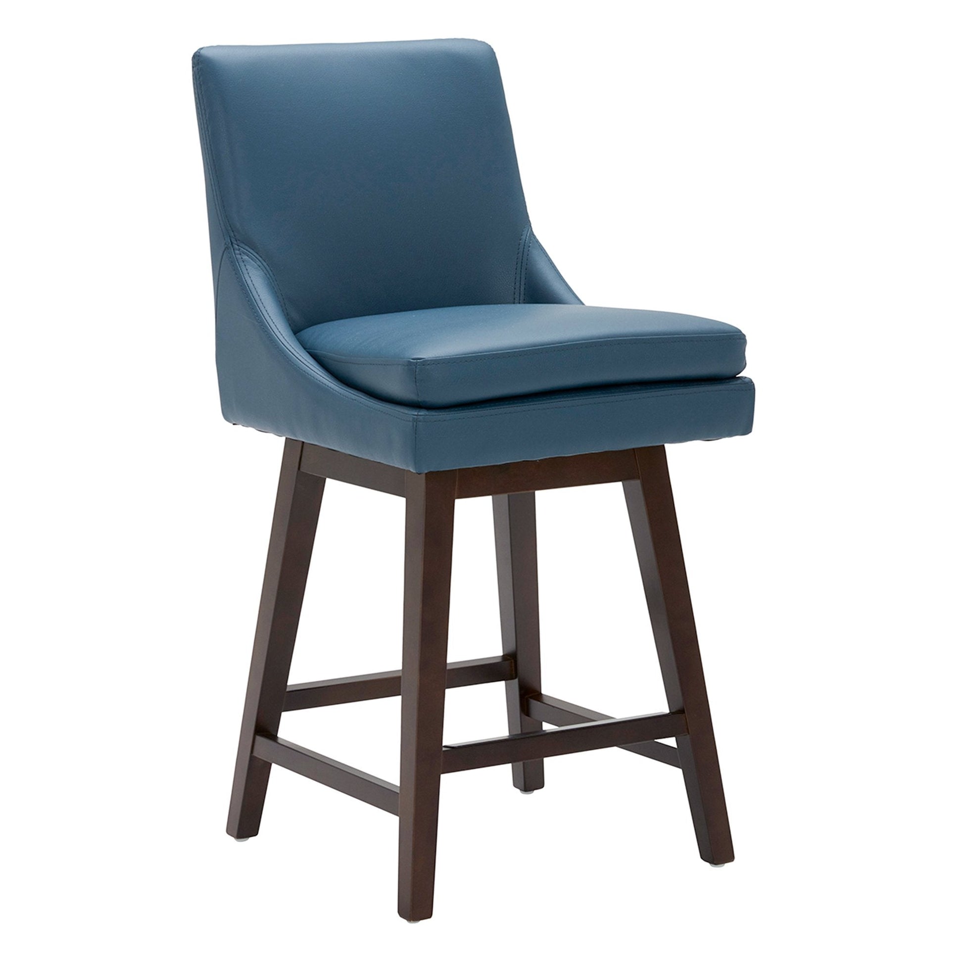 CHITA LIVING-Lissa Swivel Counter Stool 26.8'' ( Set of 2)-Counter Stools-Faux Leather-Blue-