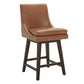 CHITA LIVING-Lissa Swivel Counter Stool 26.8'' ( Set of 2)-Counter Stools-Faux Leather-Saddle Brown-