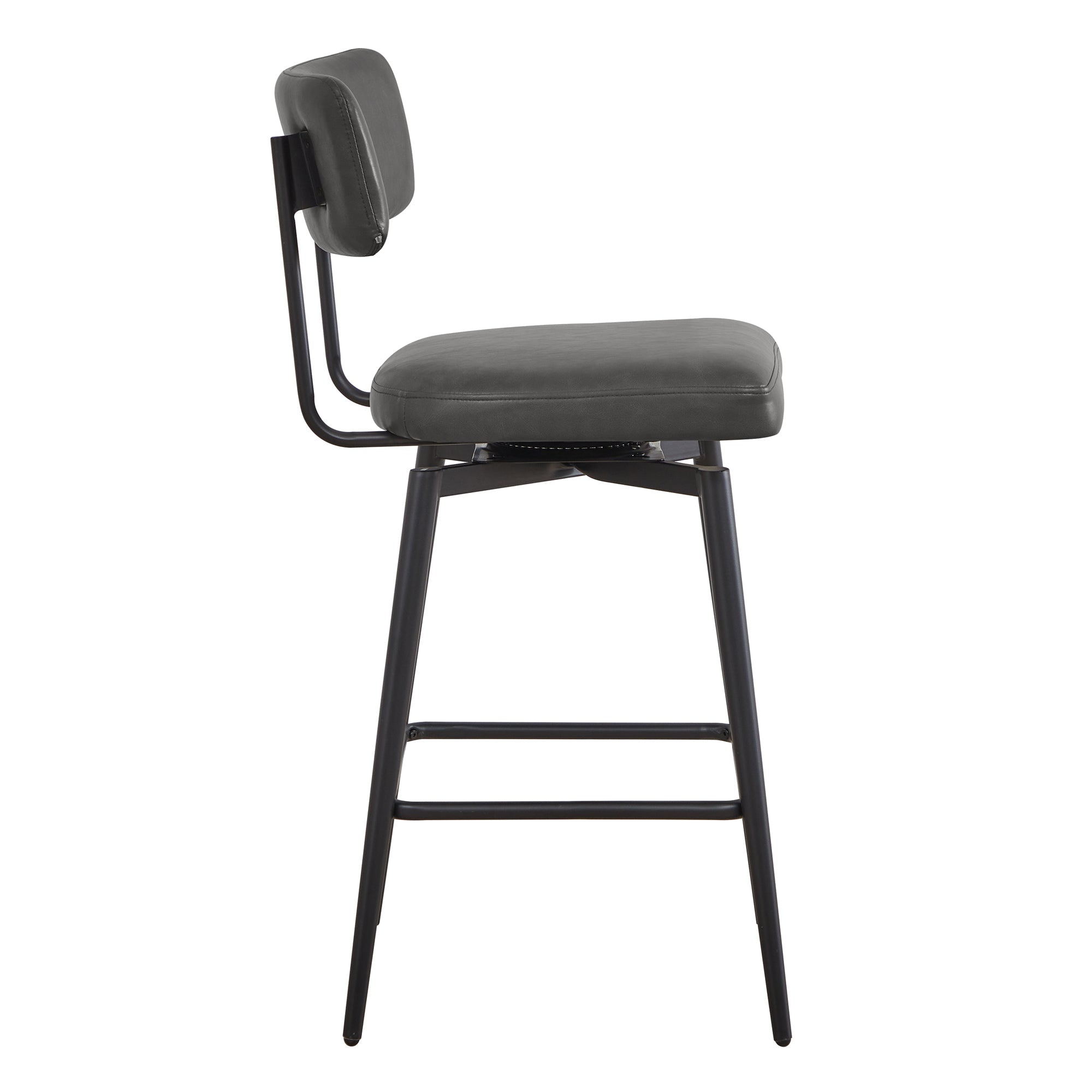 CHITA LIVING-Lovy Swivel Counter Stools (Set of 2）-Counter Stools-Faux Leather-Gray-
