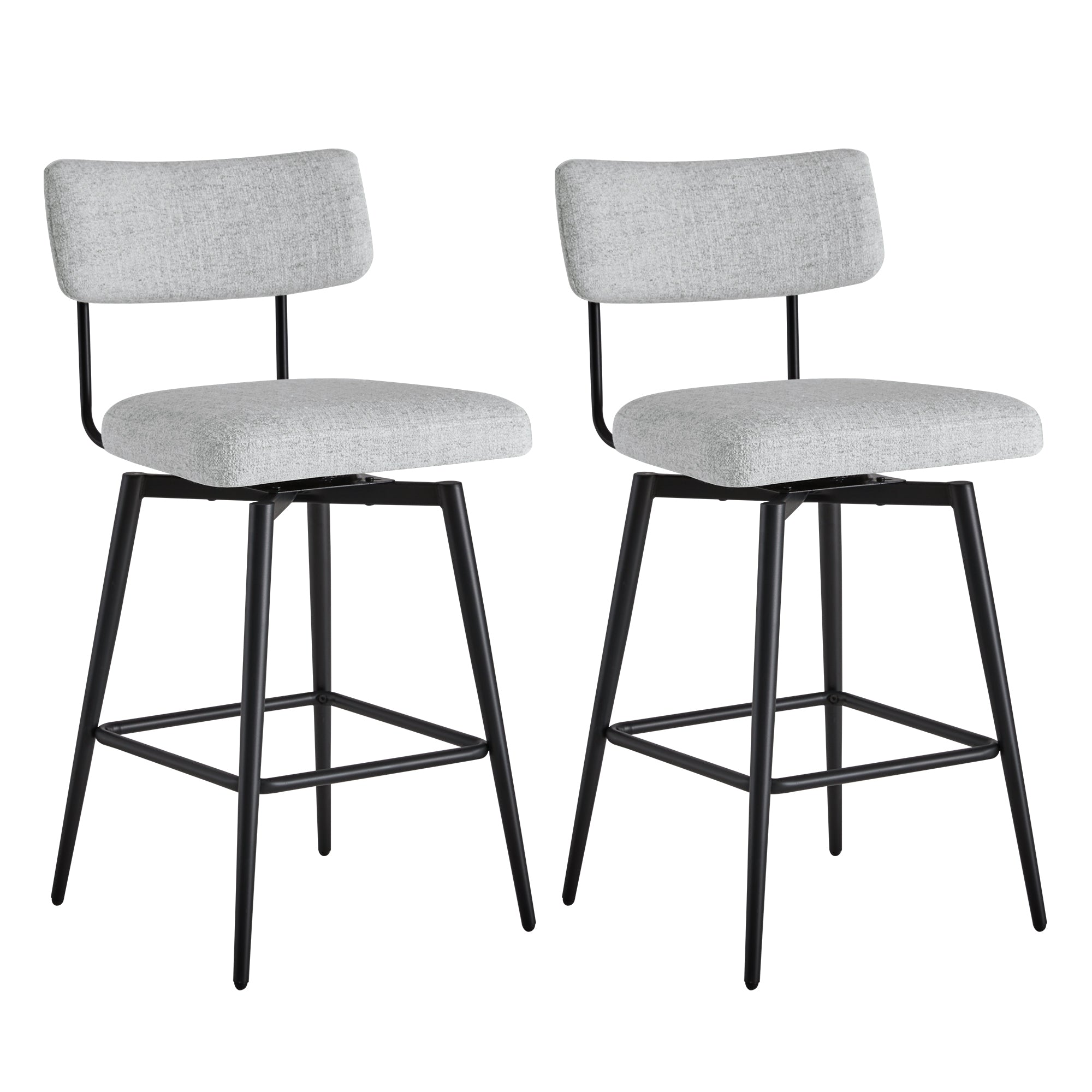 CHITA LIVING-Lovy Swivel Counter Stools (Set of 2）-Counter Stools-Fabric-White (Multi-colored)-