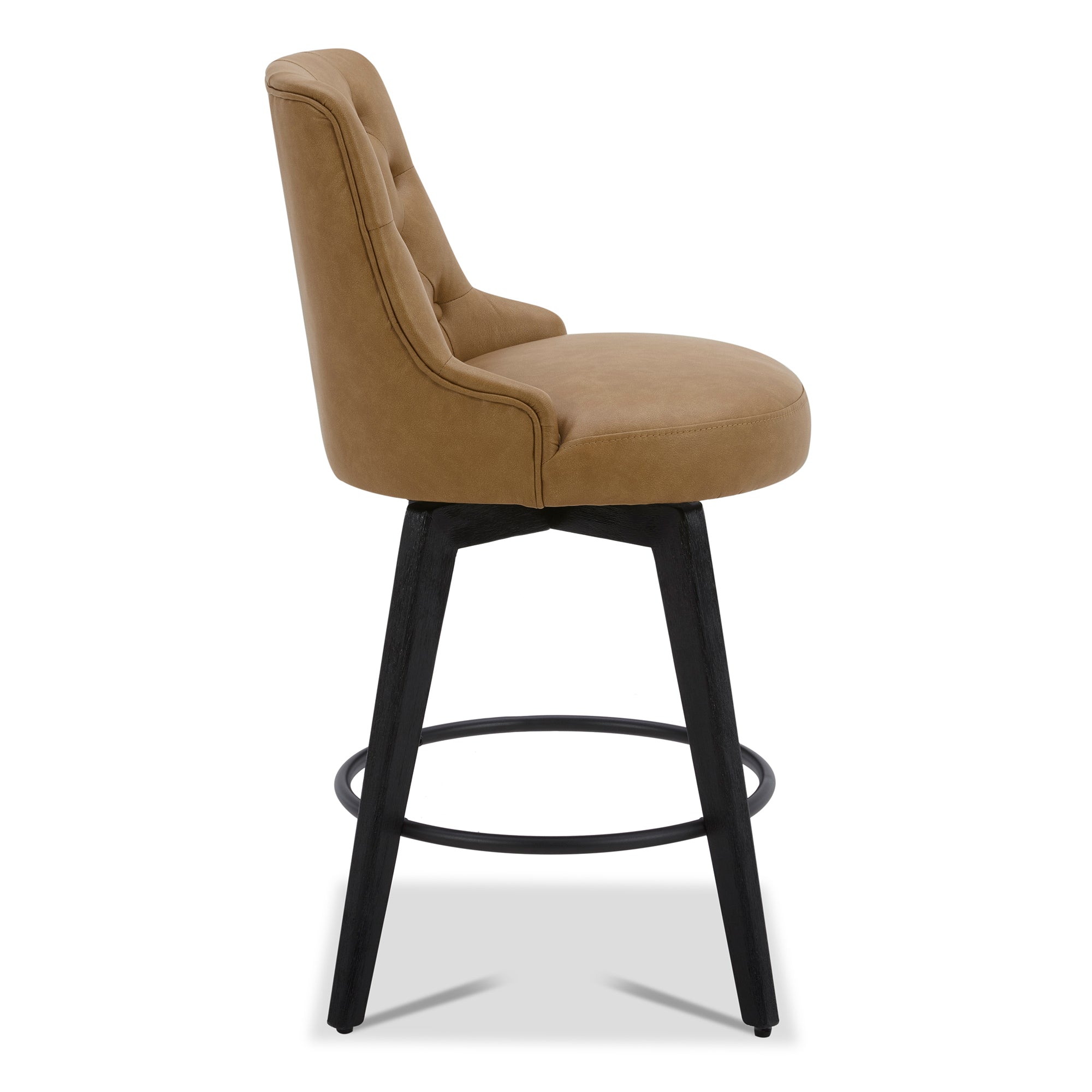 CHITA LIVING-Morgan Prime Tufted Swivel Counter Stool-Counter Stools-Faux Leather-Cognac-Individual