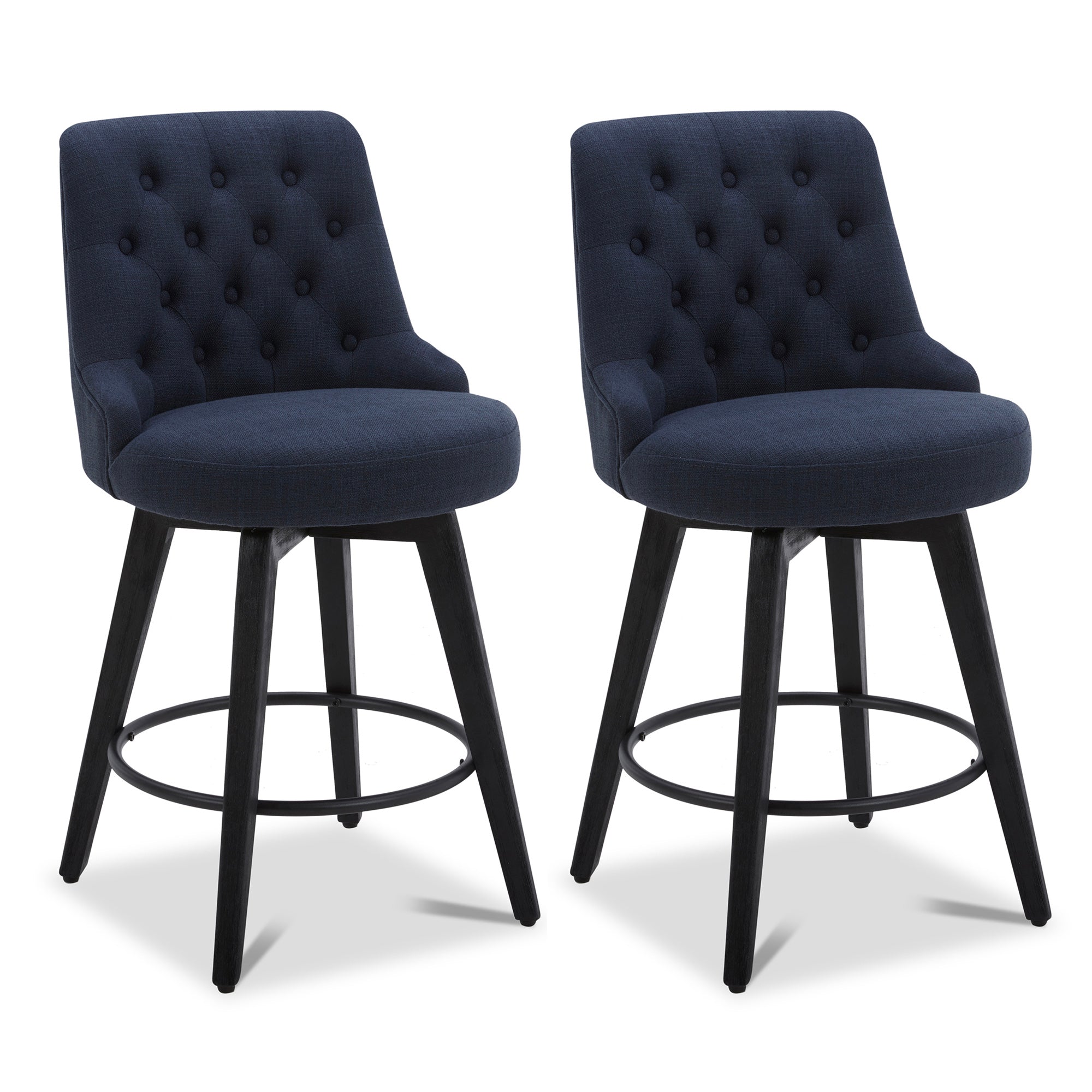 CHITA LIVING-Morgan Prime Tufted Swivel Counter Stool-Counter Stools-Fabric-Insignia Blue-Set of 2