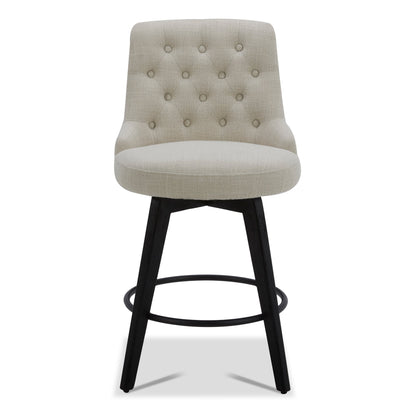 CHITA LIVING-Morgan Prime Tufted Swivel Counter Stool-Counter Stools-Fabric-Linen-Individual