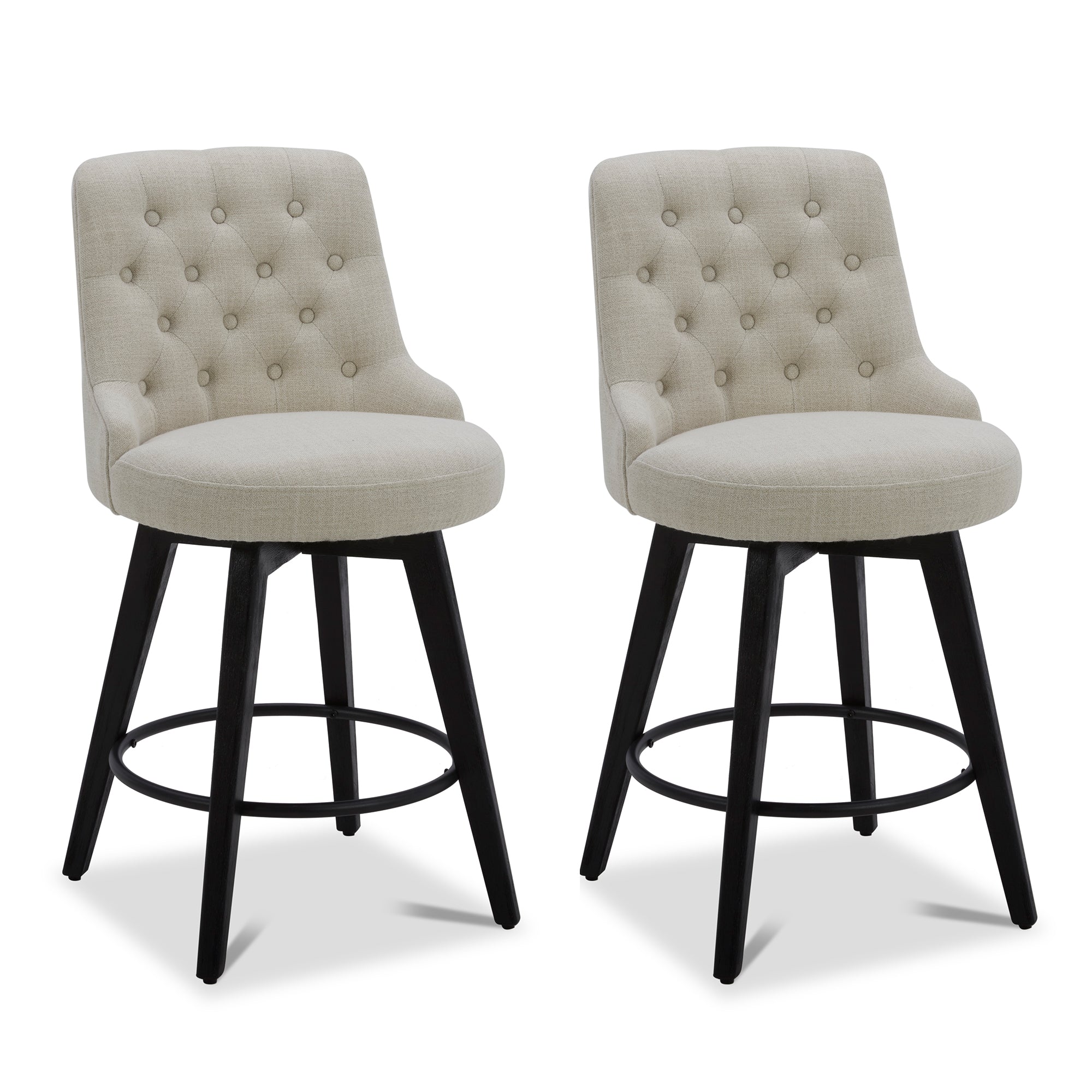 CHITA LIVING-Morgan Prime Tufted Swivel Counter Stool-Counter Stools-Fabric-Linen-Set of 2