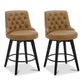 CHITA LIVING-Morgan Prime Tufted Swivel Counter Stool-Counter Stools-Faux Leather-Cognac-Set of 2