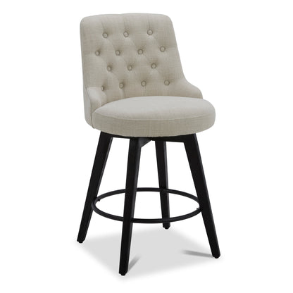 CHITA LIVING-Morgan Prime Tufted Swivel Counter Stool-Counter Stools-Fabric-Linen-Individual