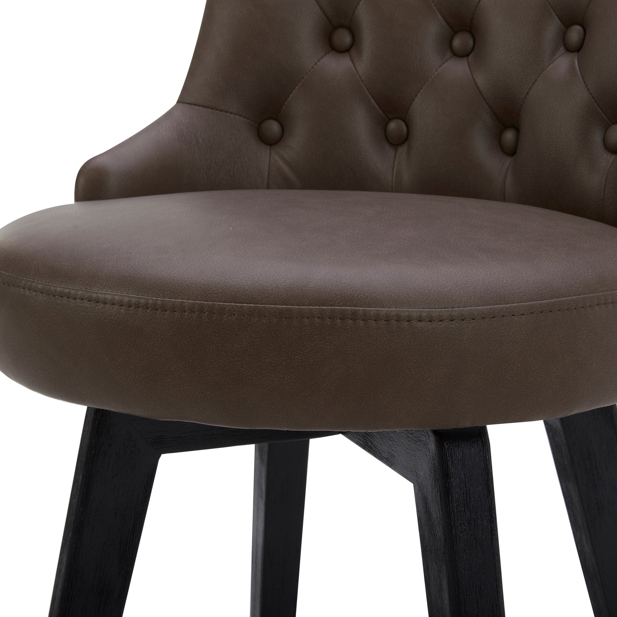 CHITA LIVING-Morgan Prime Tufted Swivel Counter Stool-Counter Stools-Faux Leather-Chocolate-Individual