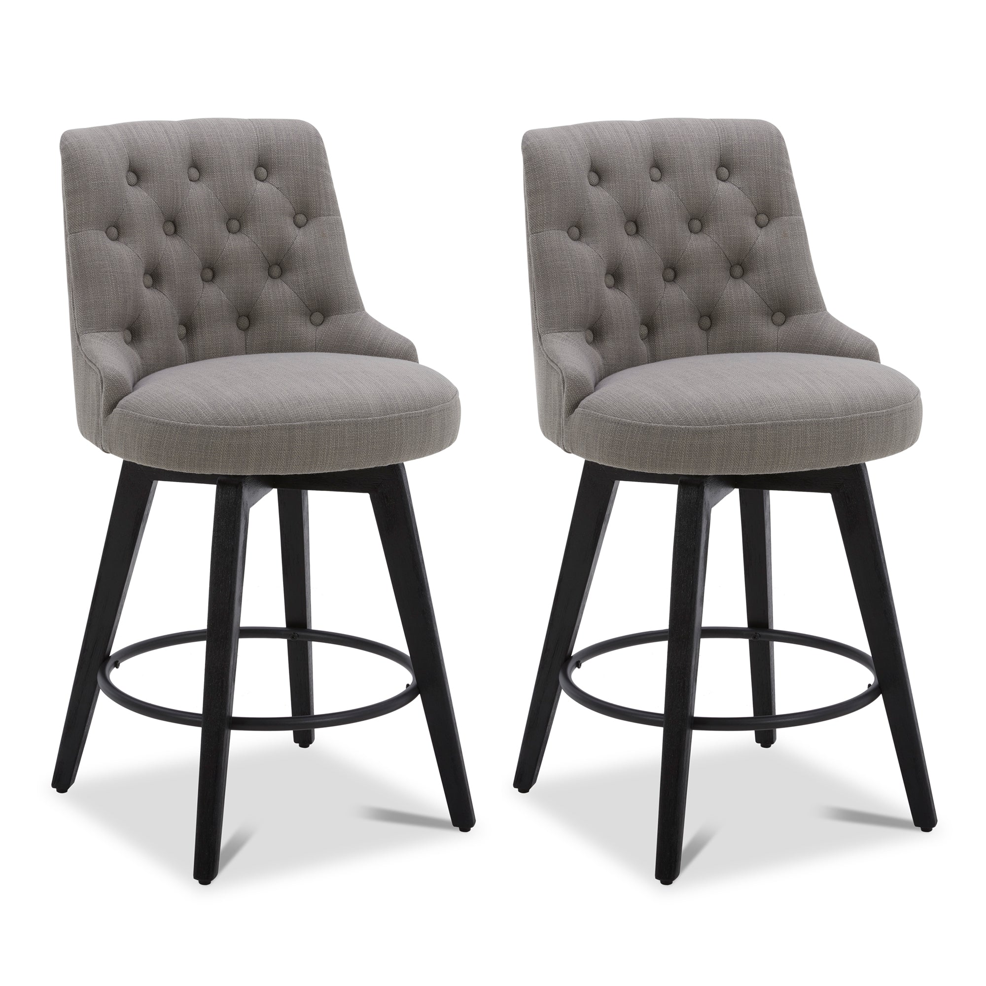 CHITA LIVING-Morgan Prime Tufted Swivel Counter Stool-Counter Stools-Fabric-Flint Gray-Set of 2