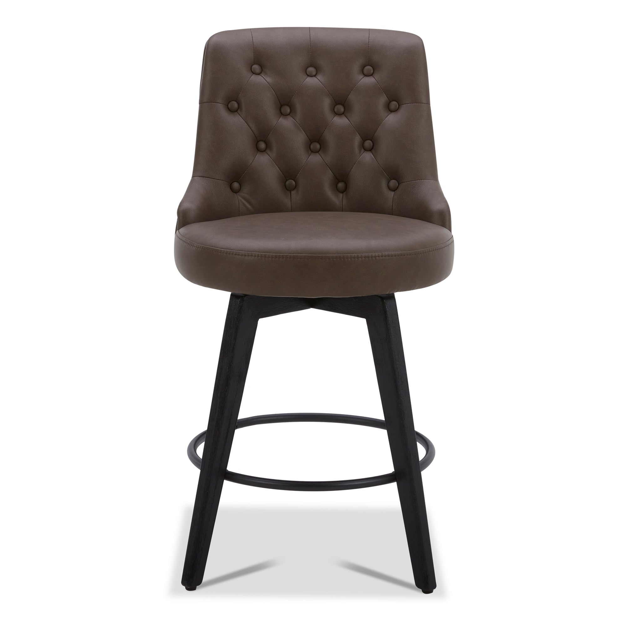 CHITA LIVING-Morgan Prime Tufted Swivel Counter Stool-Counter Stools-Faux Leather-Chocolate-Individual