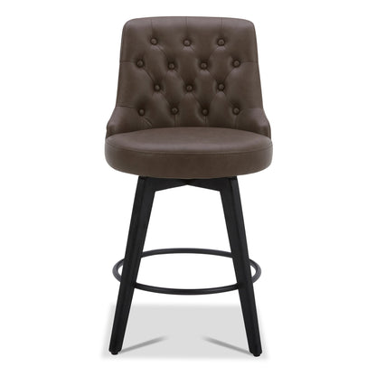 CHITA LIVING-Morgan Prime Tufted Swivel Counter Stool-Counter Stools-Faux Leather-Chocolate-Individual