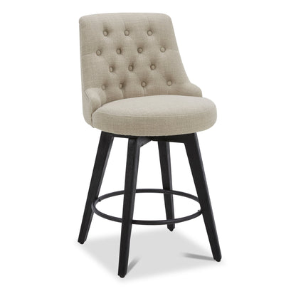 CHITA LIVING-Morgan Prime Tufted Swivel Counter Stool-Counter Stools-Fabric-Tan-Individual