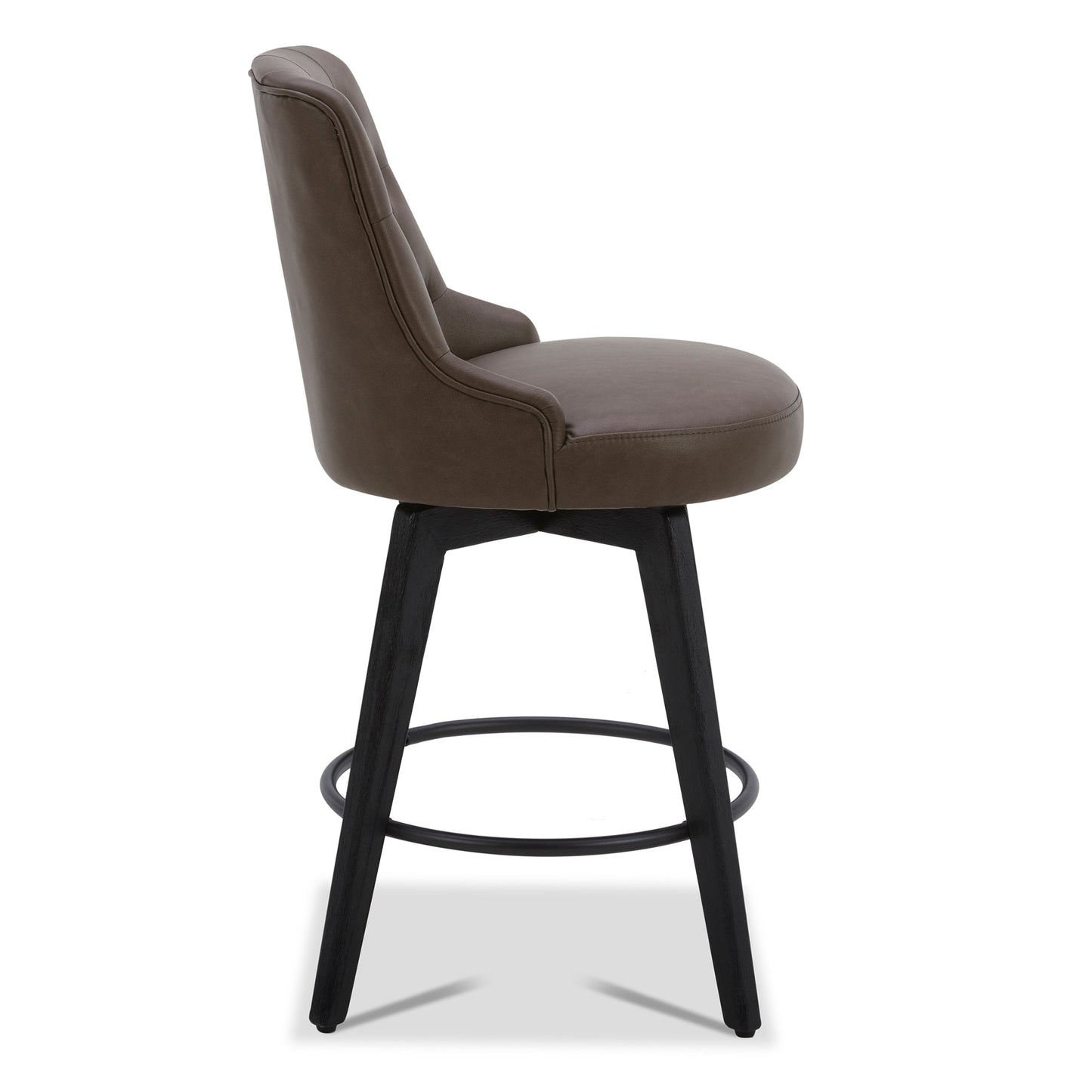 CHITA LIVING-Morgan Prime Tufted Swivel Counter Stool-Counter Stools-Faux Leather-Chocolate-Individual